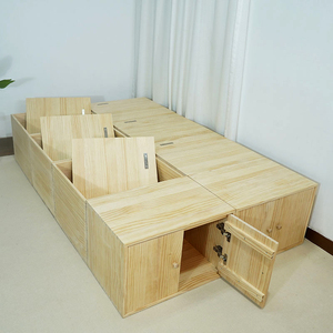 榻榻米木箱实木床 飘窗地台小户型拼接床加宽储物箱组合木箱定做