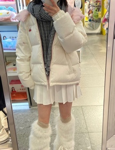 韩国krish樱桃羽绒服双面穿加厚刺绣小个子短款明星面包服外套