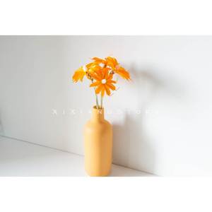 「西巷商店」永生小橙菊和橙色磨砂花瓶手工干花束装饰北欧客厅