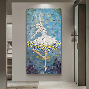 抽象芭蕾天鹅舞蹈女孩客厅装饰画肌理纯手绘油画立体刀画玄关挂画