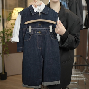 春秋季儿童新款韩版牛仔童装中小童中性风宝宝套装马甲裤子两件套