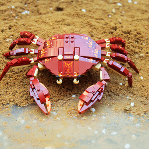 螃蟹海底世界海洋生物动物龙虾大鲨鱼儿童拼装积木男孩子玩具乐高