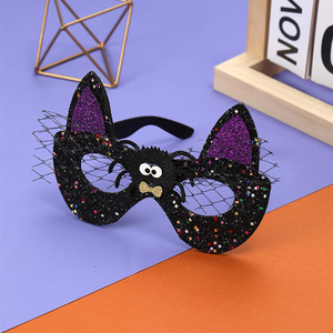 万圣节装饰儿童装扮面具成人化妆舞会派对个性猫耳朵眼镜演出配饰