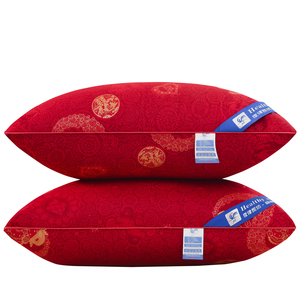 婚庆结婚枕头一对大红色双人枕芯双喜庆情侣长抱枕送大红包装1172