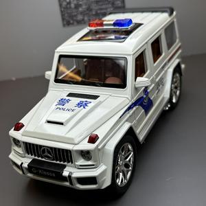 新款 奔驰G63警车 1:24合金汽车模型 收藏摆件玩具公安特警越野车