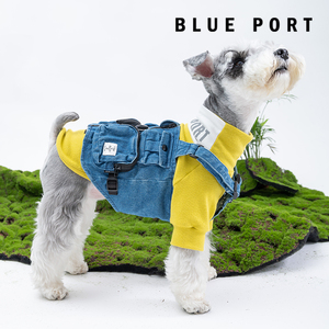 BluePort狗狗工装牛仔马甲背心中小型犬牵引宠物衣服山系露营风