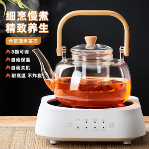 金灶煮茶壶全玻璃烧水壶电陶炉加热蒸茶器家用养生专用花茶壶茶具