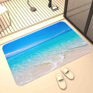 硅藻泥浴室吸水地垫3D海边沙滩贝壳家用卫浴进门速干防滑防潮脚垫