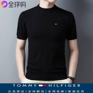 Tommy汤米短袖t恤男士中青年秋冬季休闲圆领针织毛衣打底羊毛衫潮