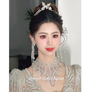 韩式超仙新娘婚纱皇冠简约大气珍珠流苏发箍结婚影楼拍照道具配饰