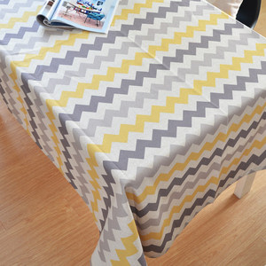 新品北欧简约桌布厚实棉麻条纹餐桌长方形台布现代盖布客厅茶几布