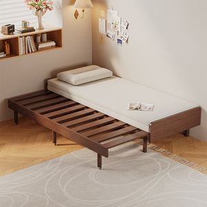 伸缩床小户型客厅实木折叠沙发床两用双人单人坐卧两用木质推拉床
