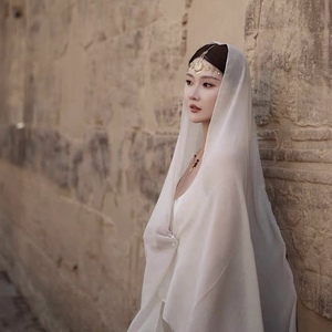 埃及迪拜异域丝巾旅游纱巾围巾超仙民族风沙漠包头巾超大防晒棉麻