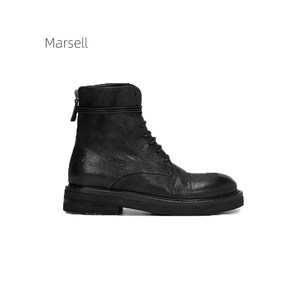 正品 Marsell休闲复古圆头系带厚底牛皮女靴女鞋马丁靴短靴