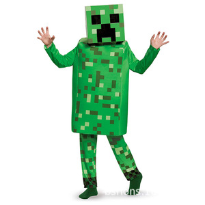 万圣节cos服我的世界绿色表演服minecraft舞台服装绿世界cosplay