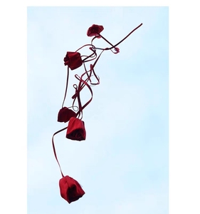 现货！23春夏新品玫瑰花绳项链设计感精致系脖真丝服装花朵配饰