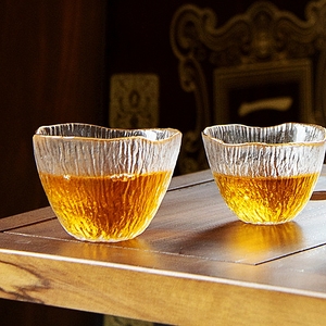 日式落樱杯玻璃雨落杯茶杯加厚锤纹主人杯功夫茶盏小专用个人单杯