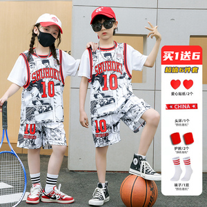 李宁联名球衣儿童篮球服套装男童女孩假两件表演运动训练队服定制