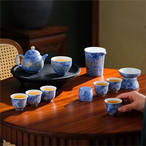珐琅彩掐丝银龙纹茶壶茶具套装家用高档三才盖碗陶瓷功夫茶具礼盒