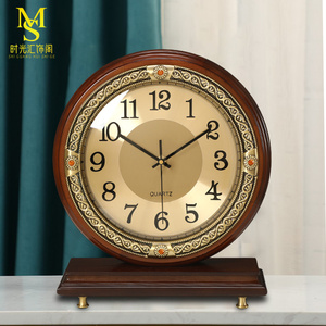 实木座钟家用高档欧式轻奢台式钟表客厅复古桌面摆放坐钟装饰时钟