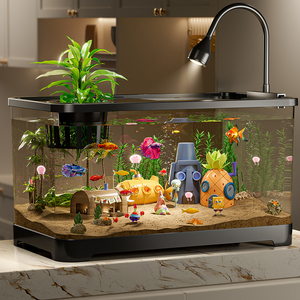 鱼缸生态水族箱塑料金鱼缸带盖透明客厅小型豪华造景乌龟缸桌面缸