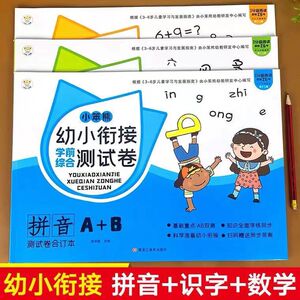 幼小衔接综合测试卷学前启蒙思维训练语文汉语拼音识字数学题试卷幼儿园大班升小学一年级练习册一日一练入学准备教材全套考试卷子