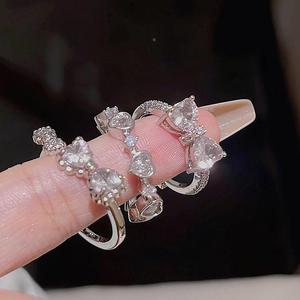 Butterfly rings 3-piece set爱心指环蝴蝶戒指开口可调节3件套