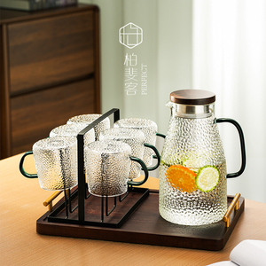 柏斐客冷水壶玻璃耐高温家用大容量凉水杯泡茶壶套装耐热开水瓶