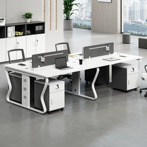 职员办公桌四六人位现代时尚板式钢架电脑桌多人双人屏风员工位
