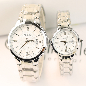 飞亚达新款时尚商务双日历钢带情侣手表一对男女士休闲镶钻石英表