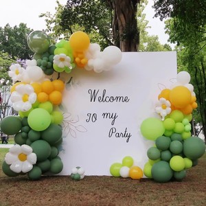小清新牛油果绿黄色气球链开学季幼儿园学校活动装饰生日派对布置