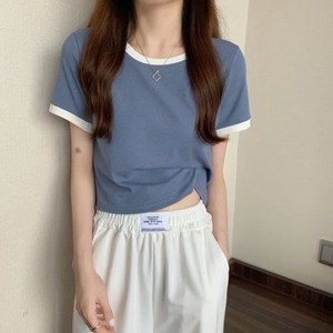 背带裤里面穿的短袖t恤女夏季韩版衣服搭配牛仔阔腿裤的打底上衣