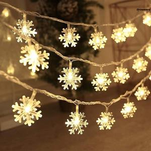 。圣诞节灯饰雪花灯氛围装饰星星灯户外圣诞树led发光小彩灯串闪