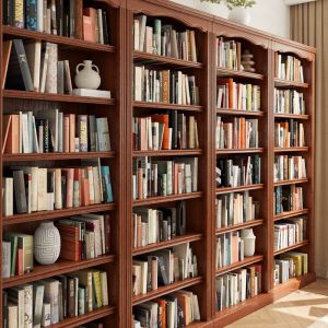 书架置物架落地客厅实木美式书柜家用卧室陈列柜多层储物柜展示架