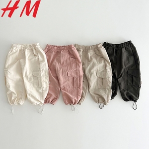 HM24春季新款儿童裤子ins韩版小童长裤宽松外穿纯色小童工装裤