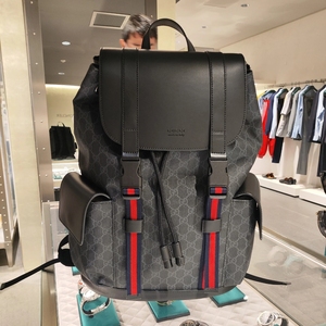 【99新】Gucci古驰男包双肩包双G印花旅行书包抽绳搭扣翻盖女背包