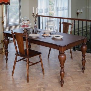 LaPetite悦澜居[爱德华大提琴]餐桌实木家用复古中古樱桃木餐桌
