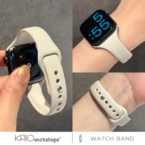 KASO适用apple watch小蛮腰硅胶S7表带iwatch8/7/6/5/4/3/2/1/SE代苹果手表运动表带41/45mm超细夏日表带女