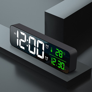 小米米家新款电子钟LED闹钟镜面温度显示大数字电子钟万年历座钟