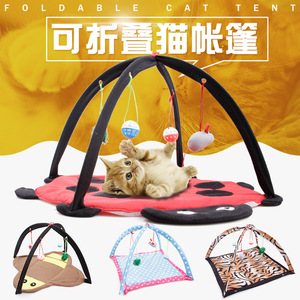 亚马逊宠物吊床 猫透气卡通趣味响铃玩具床 猫咪帐篷宠物用品