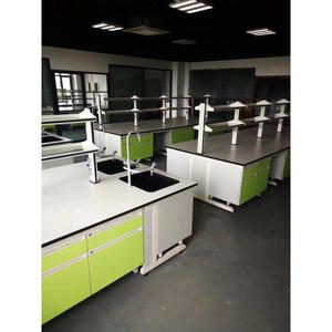 果绿色钢木实验台 试验台 边台边柜化验室三氯氰胺板密度板操作台