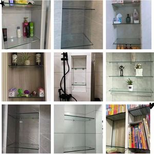 免打孔钢化玻璃置物架酒柜卫生间浴室定制钢化玻璃隔板壁龛隔板8