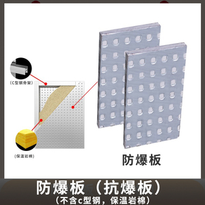 防爆板抗爆墙加厚防火隔墙板镀锌钢板+纤维增强水泥板+镀锌钢板