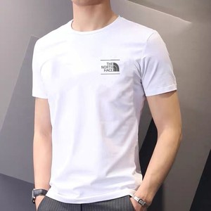 高档男士短袖t恤2024新款夏季纯棉白色半袖修身百搭韩版潮流品牌