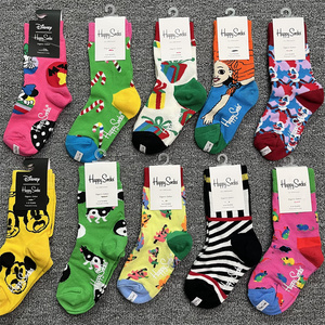 happysocks童袜卡通动漫可爱儿童袜子男女宝宝四季纯棉中筒童袜