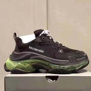 Balenciaga/巴黎世家 Triple S 黑绿 透明水晶气垫 老爹鞋运动鞋