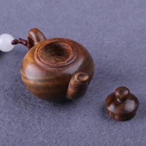 台湾黑檀木雕茶壶手把件随身小挂件把把壶绿檀大叶黄花梨开盖木质