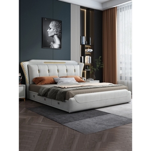 IKEA宜家皮床1.8米主卧双人床科技布床现代简约1.5米轻奢储物实木