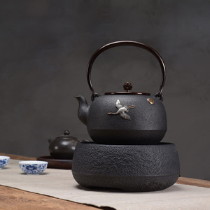 龟寿堂手工迷你蜡膜岩肌纹铸铁电陶炉 铁茶壶专用烧水电炉 煮茶炉