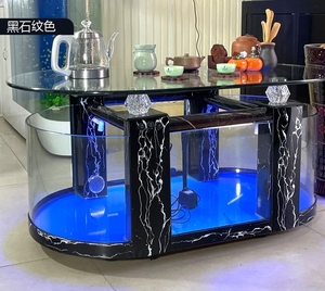 客厅水族箱玻璃家用桌面乌龟缸大型生态茶几鱼缸中型电视柜可定做